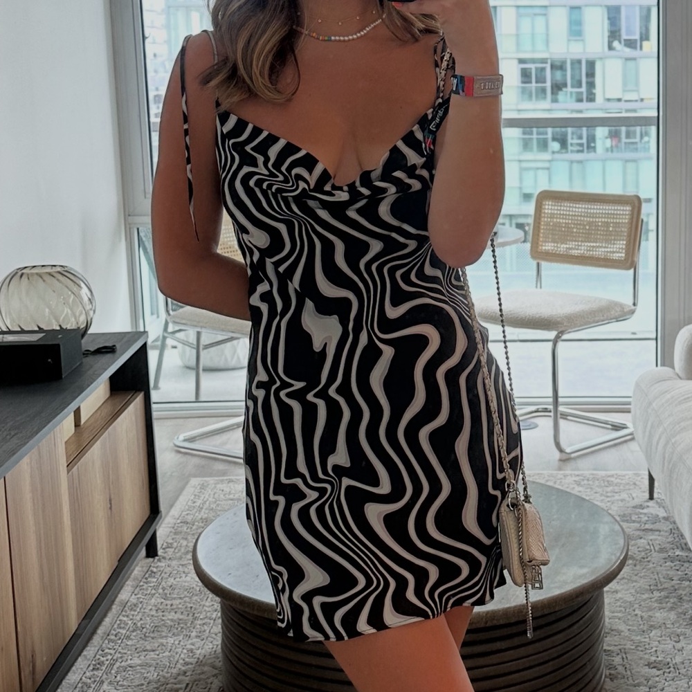 Zara Black Printed Mini Dress